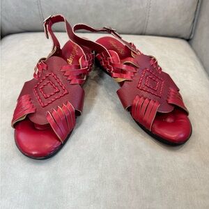 Angel Step Chic Red Leather Sandals for Women Size 7.5W